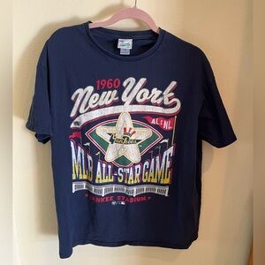 1960 MLB All-Star Game New York T-Shirt Navy Blue Yankees Stadium XL 100% Cotton